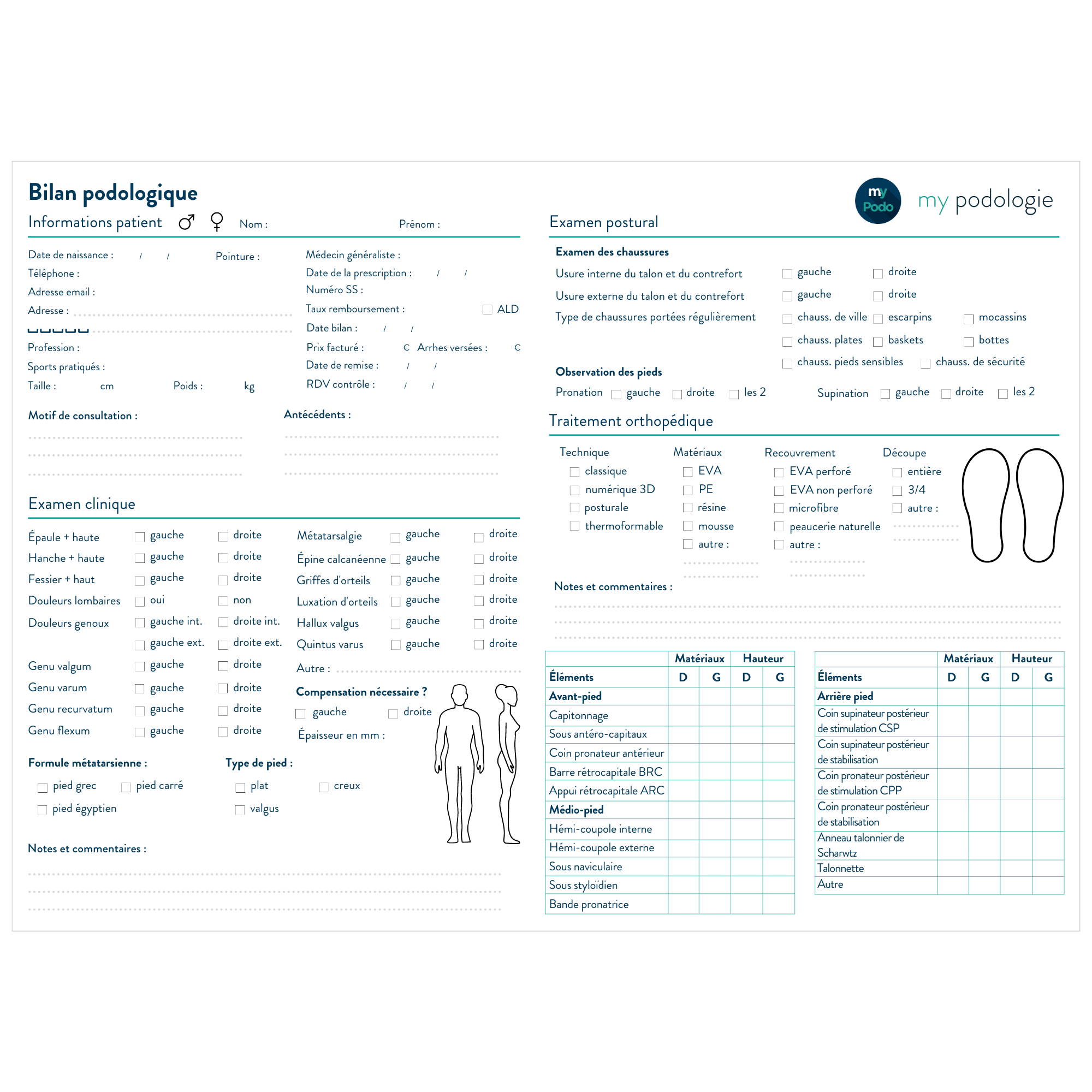 Feuilles d'examen - Lot de 50, 100 ou 200 - Essential by My Podologie