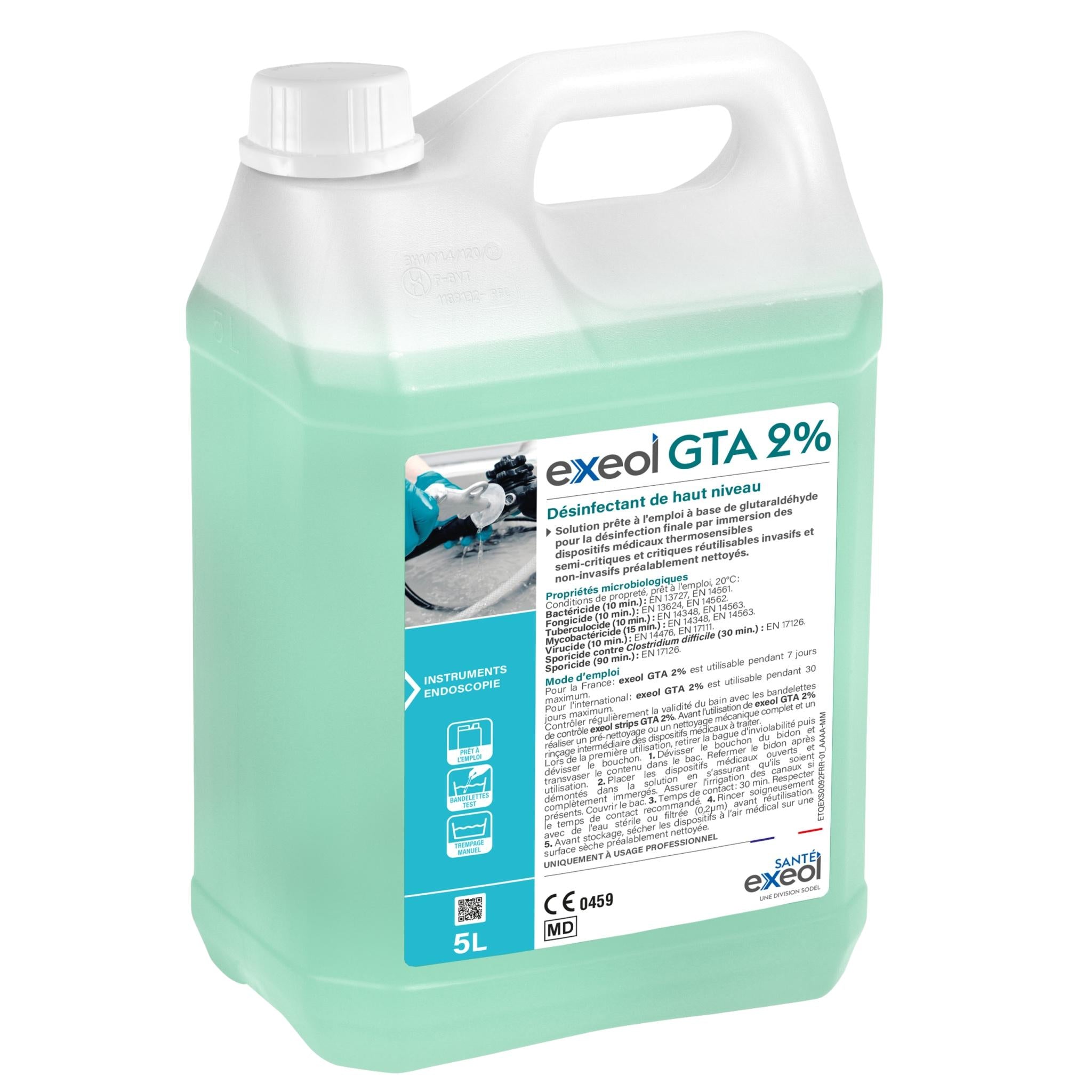 Désinfectant de haut niveau - GTA 2% - Bidon 5 L - Exeol