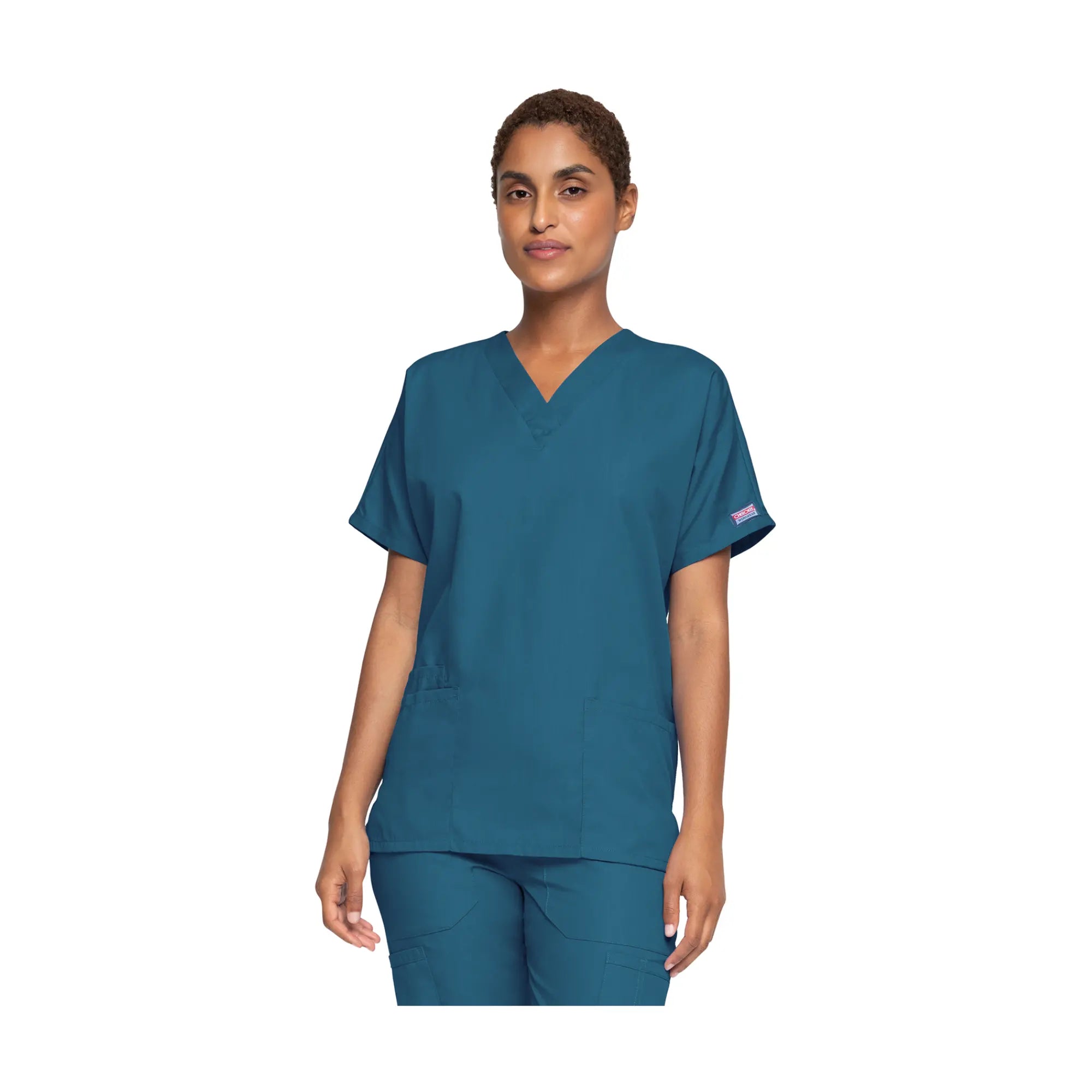 Guéthary - Tunique médicale - Col V - Manches courtes - Femme - Cherokee - Couleur 1 Cherokee Authentic Workwear  Bleu-Canard-XXXL